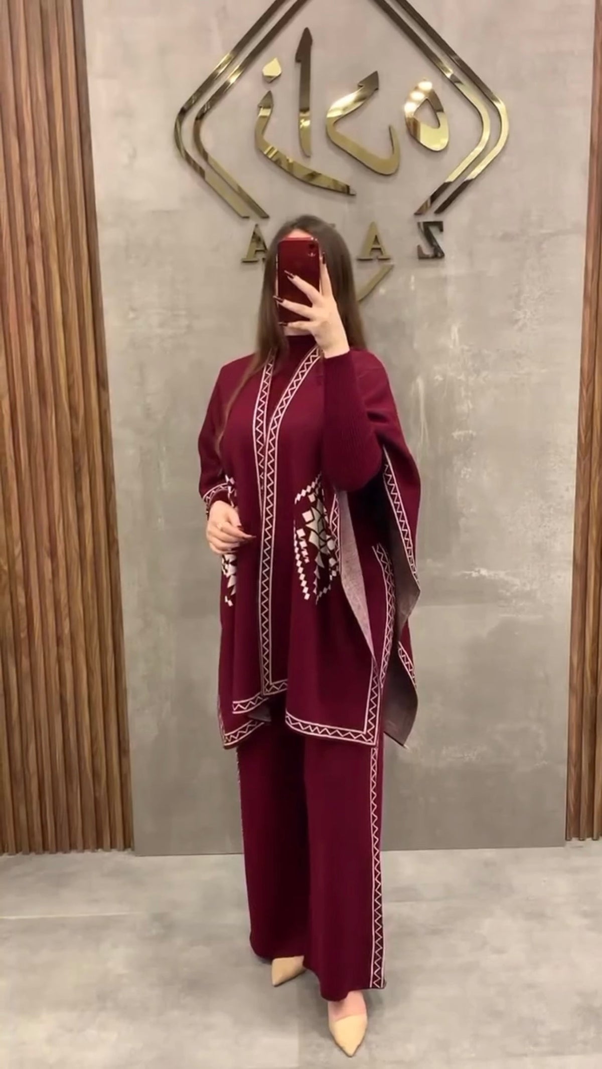 FC-30 READY TO WEAR WINTER 3 PIECE FLEECE SUIT CAPE SHAWL HIGH NECK & TROUSER