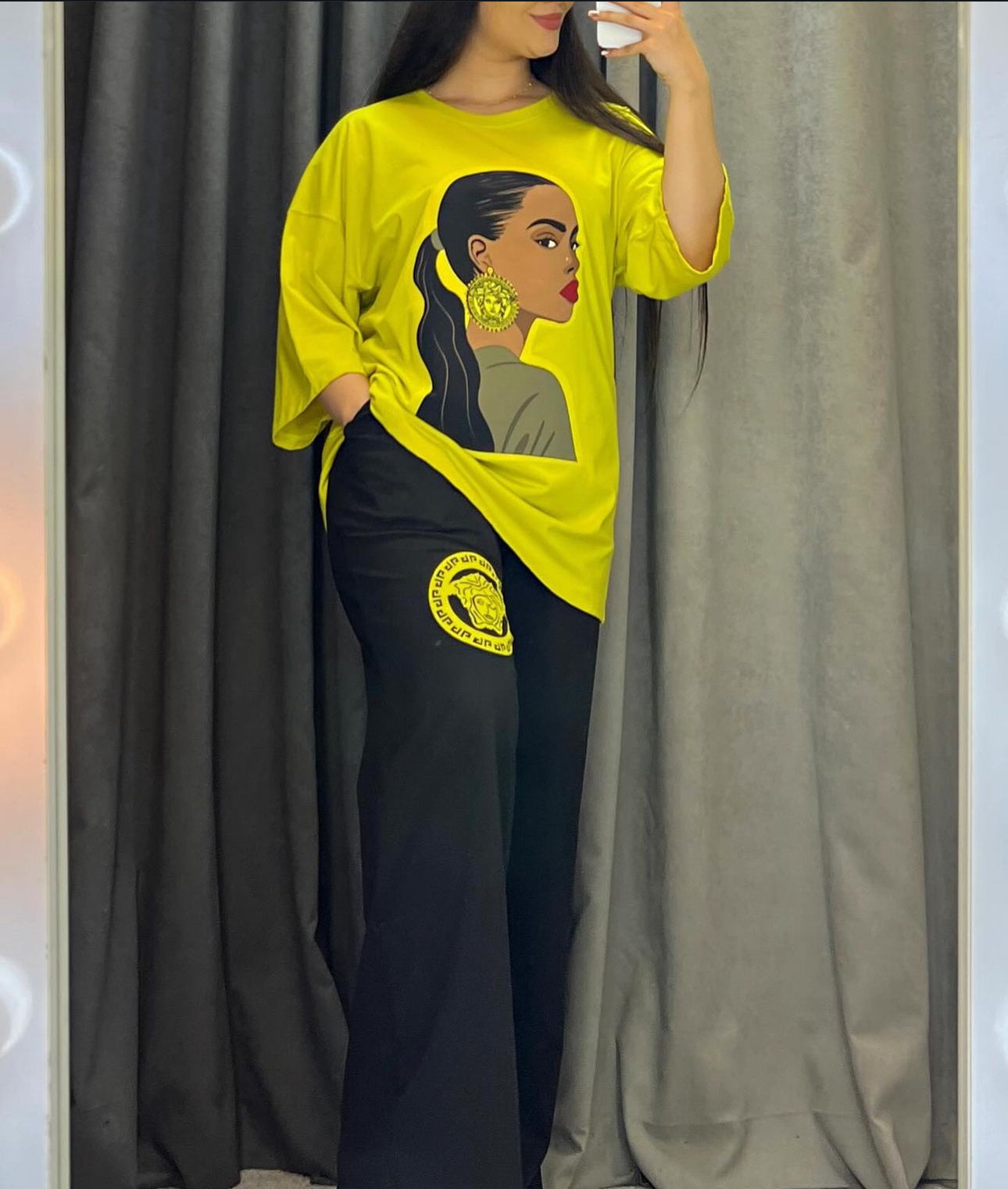 FC-25  Printed Drop-Shoulder Tee Trousers