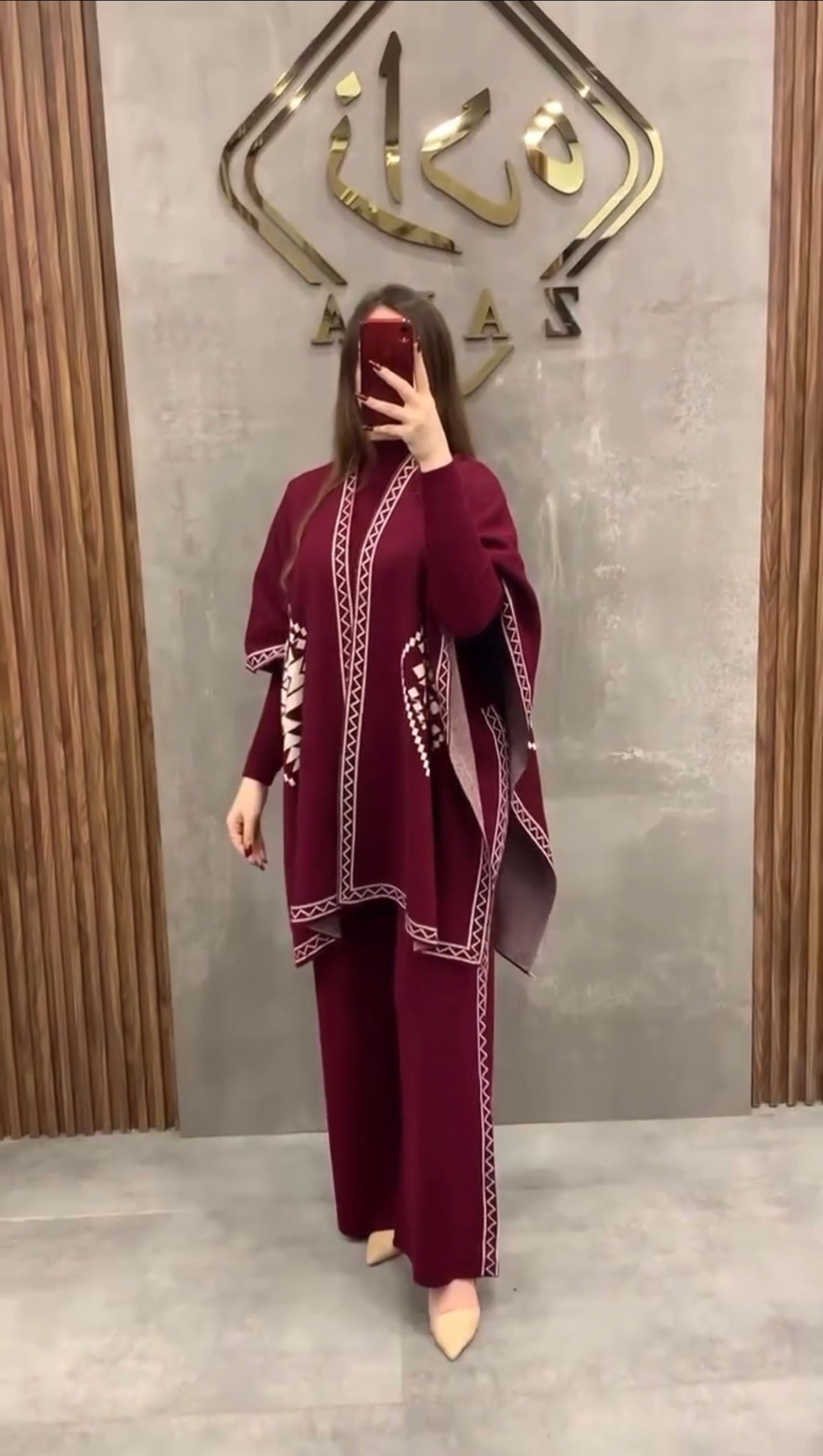FC-30 READY TO WEAR WINTER 3 PIECE FLEECE SUIT CAPE SHAWL HIGH NECK & TROUSER