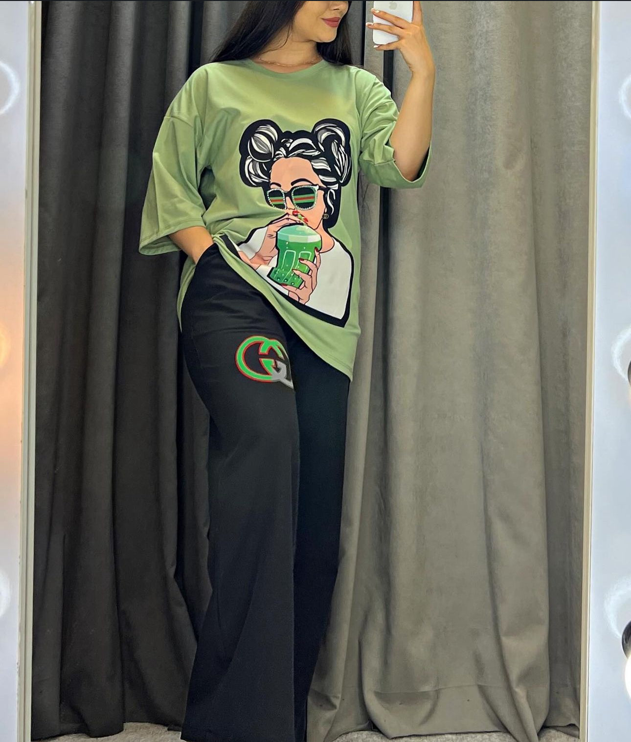 FC-25  Printed Drop-Shoulder Tee Trousers