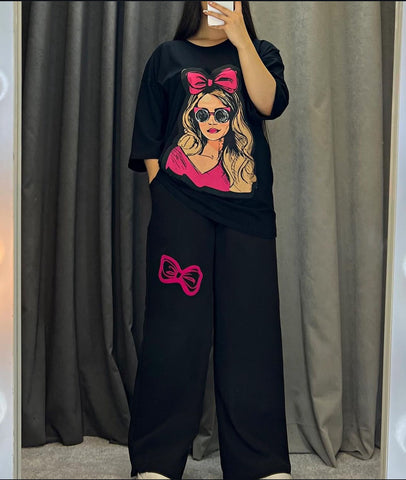 FC-25  Printed Drop-Shoulder Tee Trousers